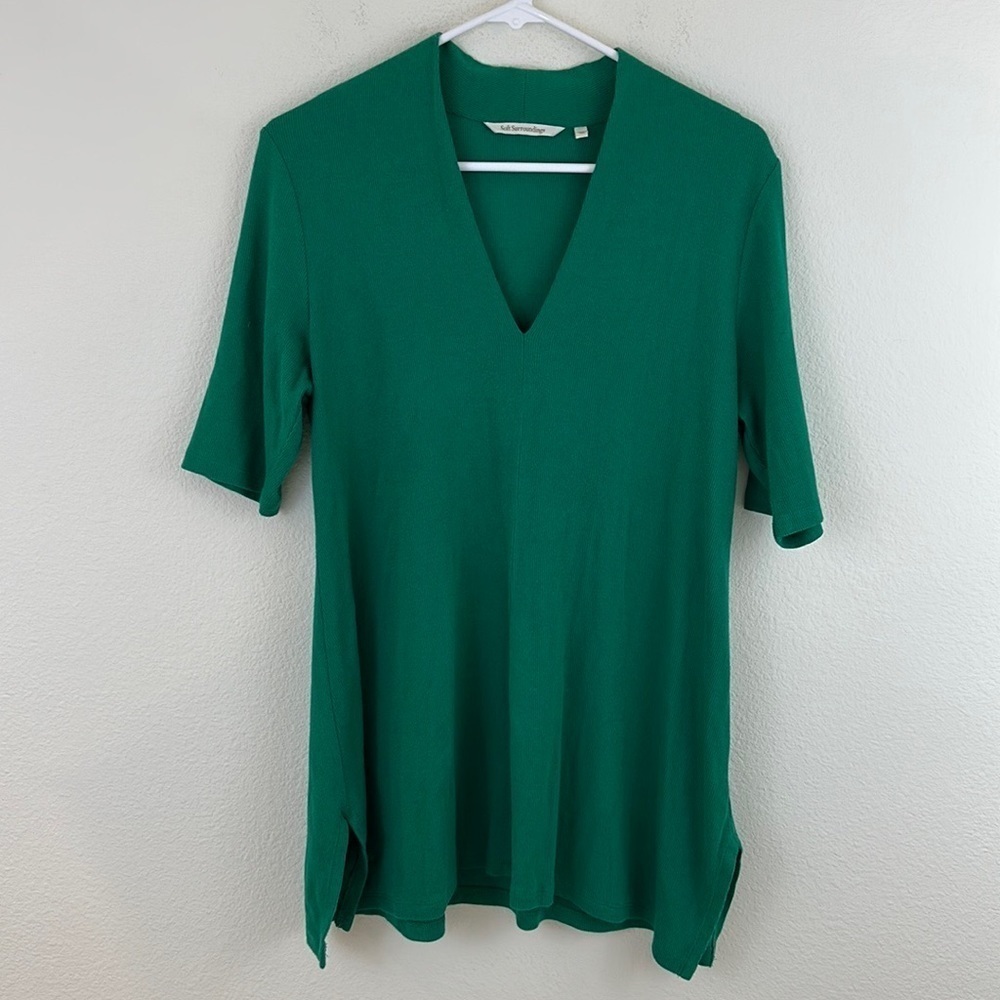 Soft Surroundings Quarter Sleeve Green Tunic